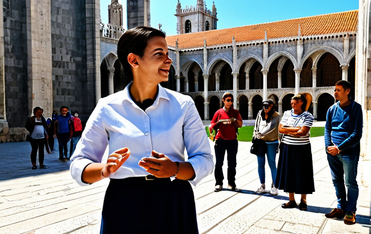 관광통역안내사 시험 최신 기출문제 분석 - Historical Tour Guide**
"A professional tour guide, fully clothed in modest, comfortable clothing a...