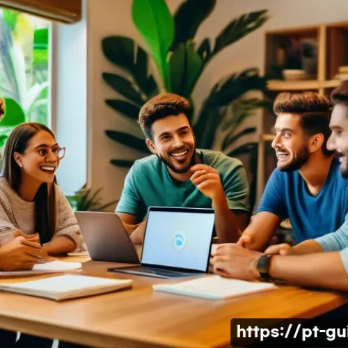관광통역안내사 시험 준비생 커뮤니티 추천 - A vibrant online study group scene focused on tourism guide exam preparation, showing diverse young ...